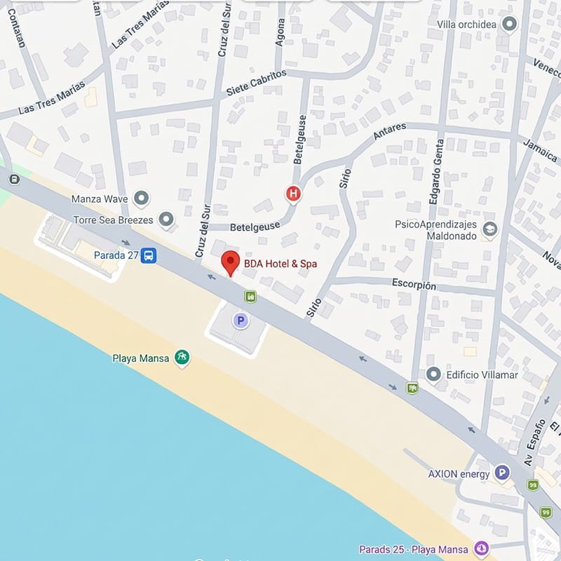 Ubicación BDA Hotel & Spa - Rambla Williman, Parada 27, Punta del Este