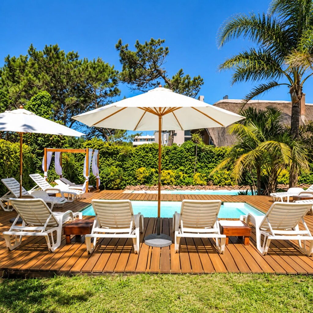 solarium y piscina con palmeras bda hotel y spa punta del este